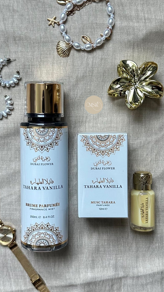 Duo parfumé Tahara Vanilla , brume parfumée + musc parfumé